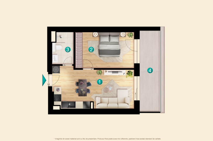 Apartamente studio 1C