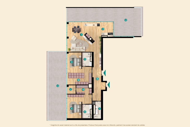 Apartamente penthouse 3L